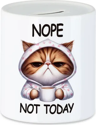Produktbild von Nope Not Today Spardose Katze Lustig Süß Geschenkidee für Morgenmuffel