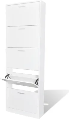 Image de Meuble à chaussures en bois avec 5 compartiments Blanc