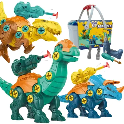 Immagine prodotto di Woopie Dinosauri da avvitare Set da costruzione da 3 pezzi in una scatola + trapano e cacciavite