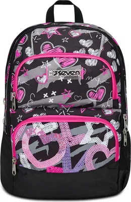 Produktbild von Seven Polyester mehrfarbiger Schulrucksack, Doppelfach und Notebookfach, 33 L