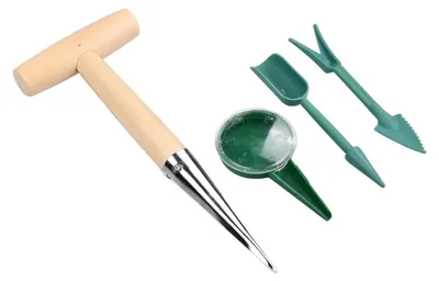 Immagine prodotto di Set di vasi da fiore 3-in-1, in acciaio inossidabile con manico in legno, versatile per giardinaggio e cura delle piante