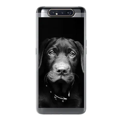 Produktbild von MuchoWow® Handyhülle Schutzhülle Hülle für Samsung Galaxy A80 Hund - Leicht - Schwarz Silikon Softcase Handy Hülle - Schutzdeckel