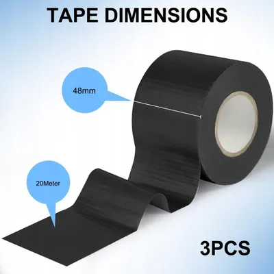 Produktbild von Gewebeband 48mm x 20m Schwarz Wasserdicht 3 Rollen