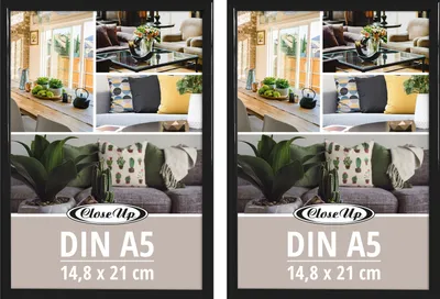 Produktbild von Posterrahmen 14,8 x 21 cm 2er Set DIN A5 Kunststoff schwarz
