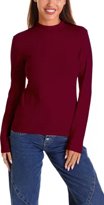 Produktbild von Alkato Damen Langarm Shirt mit Rollkragen, Farbe: Weinrot, Größe: M
