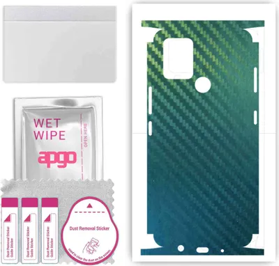Produktbild von apgo Rückseite + Seiten Schutzfolie, Skin, kompatibel mit Tecno Pova, Hinten Displayschutzfolie aus Vinylfolie, kratzfest, einfache Montage - Kohlenstoff-Chamäleon CAKA1