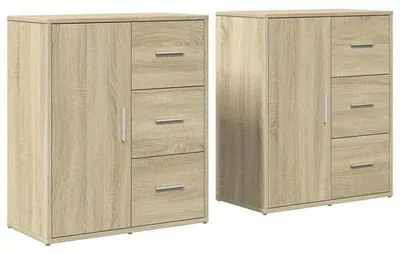 Zdjęcie produktu dla Komoda – szafka z szufladami i półkami – 6 szuflad i 2 drzwiczki – kolor: orzech włoski – wymiary: 60 x 80 x 70 cm