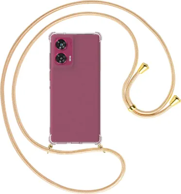 Produktbild von Handykette Backcover-Schutzhülle mit Band (Metall goldfarben) für Motorola Edge 50 Fusion 5G - Goldkordel