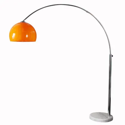 Produktbild von cagü: Design Bogenlampe LUXX Orange mit Marmorfuß Weiß 175-205cm Höhe verstellbar Designklassiker