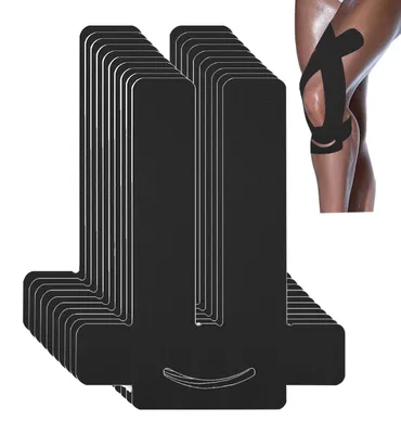 Produktbild von Kinesiotape Vorgeschnitten für Knie, Wasserfest, Baumwolle, 10 Stück, Schwarz