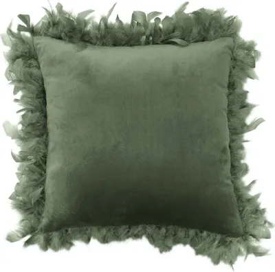 Image de Coussin décoratif en velours 40 x 40 cm Qirin Khaki