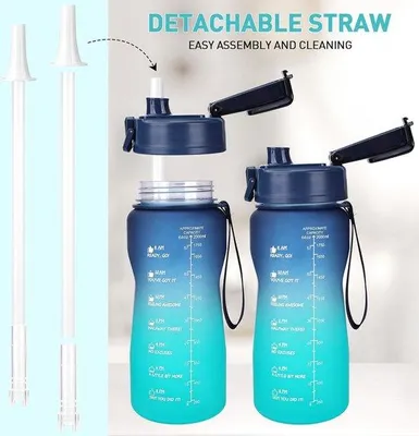 Produktbild von Trinkflasche, 2 Liter, BPA-frei, leckfrei, Sportwassermuschel, Trinkflasche mit Zeitminderung für gesprudelter Wasser.