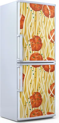Produktbild von Kühlschrankdekoration  60x180 cm  Aufkleber auf dem Kühlschrank - Spaghetti Frikadellen