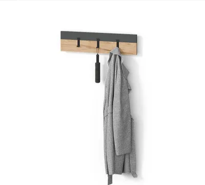 Image de Porte-manteau mural Livinity Ortello Anthracite/chêne doré 60x15cm, Model 55894