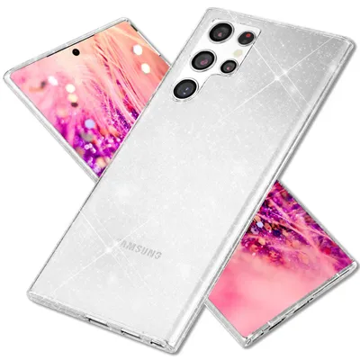 Immagine prodotto di NALIA Custodia protettiva scintillante per Samsung Galaxy S24 Ultra Case, Custodia trasparente in silicone per telefoni cellulari con paillettes diamantate trasparente