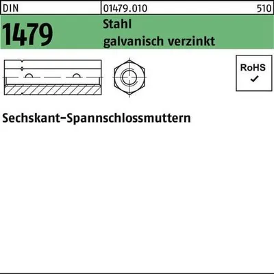 Produktbild von Reyher  Spannschloßmuttern DIN 1479 St. SP M 24 galv. vz (1 Stück)