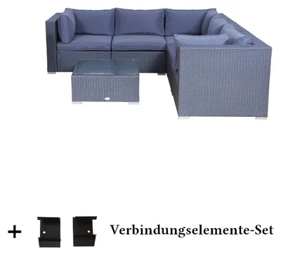 Produktbild von Poly Rattan Gartenmöbel Palma anthrazit Tisch Alu Garnitur Lounge Garten Sitzgruppe Gartenset