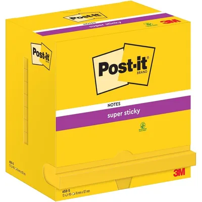 Immagine prodotto di POST-IT 655-S Blocco note appiccicoso Super Sticky -76 x 127 mm, giallo narciso, 12x 90 fogli cartoncino