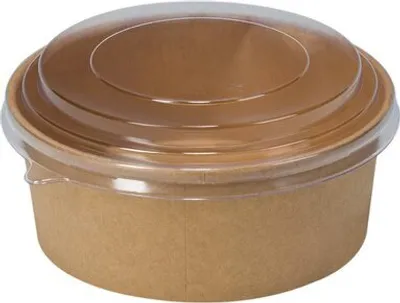 Produktbild von 50x Salatschalen 500ml aus Kraftpapier braun inkl. Deckel transparent rPet