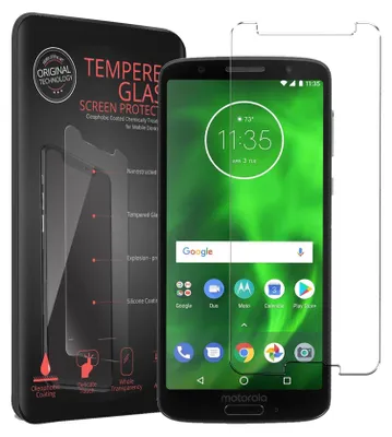 A product shot of a phone screen protector and its packaging.