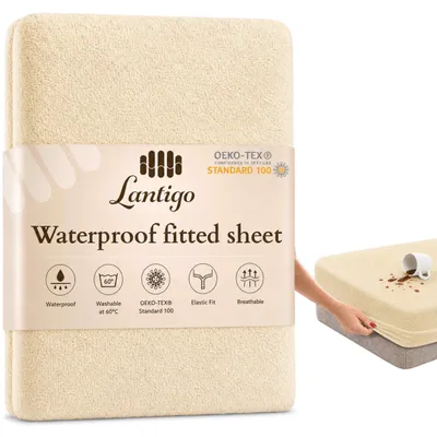 Produktbild von Lantigo Spannbettlaken wasserdicht Frottee 140x200 cm Gelb, Nässeschutz