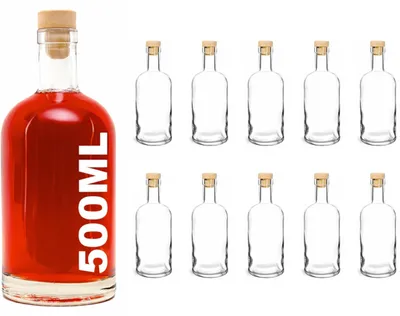 Productafbeelding van Solidchoice - Set van 10 Glazen Flessen 500ml voor Sap en Dranken