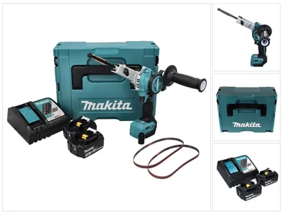 Obrázek produktu pro Makita DBS 180 RFJ akumulátorový pásový pilník 18 V 9 x 533 mm bezkartáčový + 2x akumulátor 3,0 Ah + nabíječka + Makpac