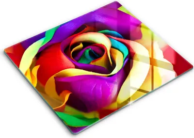 Zdjęcie produktu dla Deska kuchenna – 60 cm x 52 cm - Szklana deska do krojenia - Szkło hartowane – Antypoślizgowa - Barwne Płatki Róży