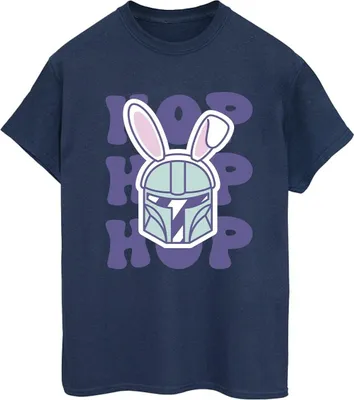 Image de T-shirt pour femmes Star Wars - "The Mandalorian Hop Into Easter" (BI46000) (Taille S) (Bleu marine)