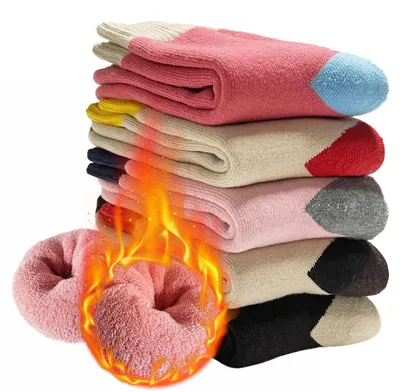 Image de 5 paires de chaussettes thermiques chaudes pour femmes - Chaussettes d'hiver épaisses, tailles 35-42