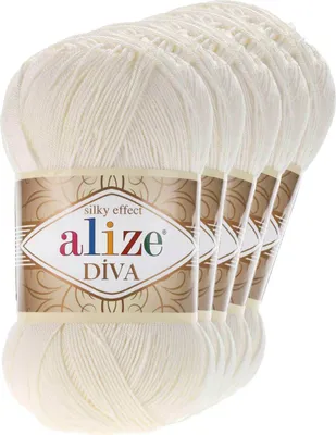 5 x 100g Strickgarn ALIZE DIVA  62 creme