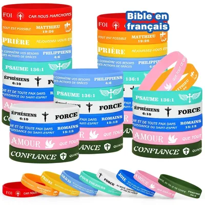 Produktbild von Set mit 72 Silikon-Motivarmbändern mit Bibelzitaten