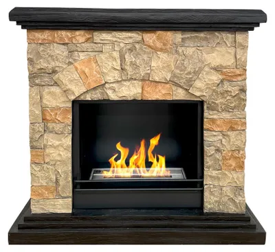 Produktbild von Belluno Bioethanol-Kamin, freistehender -Kamin, Steinoptik, L105xT38xH100