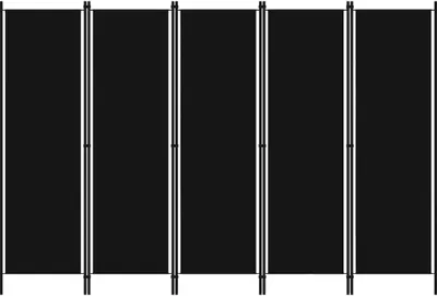 A black room divider with white vertical lines is shown against a black background.