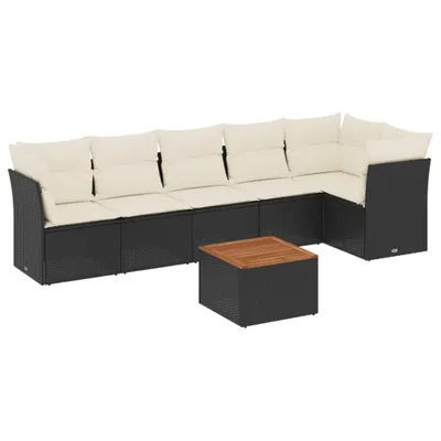 Produktbild von vidaXL 7-tlg. Garten-Sofagarnitur mit Kissen Schwarz Poly Rattan