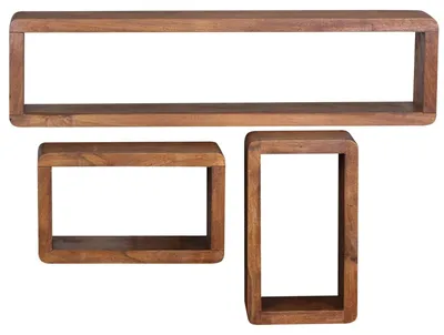 Productafbeelding van Wandrek - Massief sheeshamhout - Set van 3