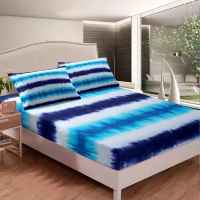 Obrázek produktu pro Ložní prádlo Tie Dye Boho napínací prostěradlo z mikrovlákna, modré, 190 x 90 cm