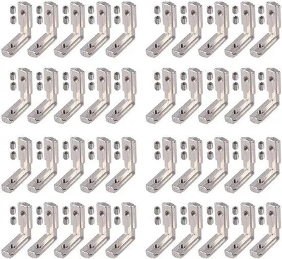 Image de Support en L en aluminium avec vis M6 pour rails profilés 4040, lot de 40 pièces