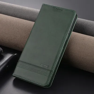Produktbild von Leder Hülle für Xiaomi Redmi Note 13 5G, Klapphüllen Brieftasche Magnetverschluss Ständer Schutzhülle Grün