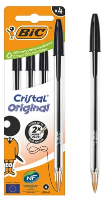 Produktbild von BIC 516335, Stick-Kugelschreiber, Schwarz, 4 Stück(e), Medium