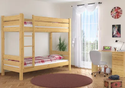 Produktbild von Etagenbett mit wählbarem Zubehör 80x200 extra stabil Kiefer Nische 100 teilbar V-60.16-08T100ohne Zubehör