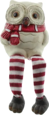 Produktbild von Mel-O-Design Eule Kantenhocker Weihnachten Weiss/Rot