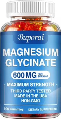 Image de Glycinate de magnésium 600 mg (100 bonbons gélifiés), complément alimentaire, muscles, sommeil, relaxation