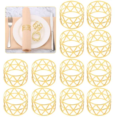 Serviettenringe, 12er Set, gold, Metall, Ø 4,5 cm, Vintage-Design