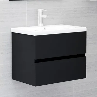 Produktbild von vidaXL Waschbeckenunterschrank Schwarz 60x38,5x45 cm Holzwerkstoff