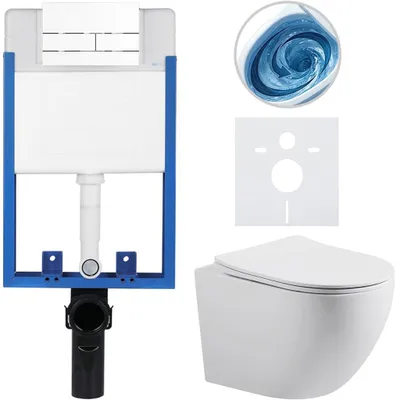 Immagine prodotto di CERANO - Set completo per WC da incasso Lite/Cesso - bianco opaco - Pulsante per WC Line, bianco - da incasso - 49x36 cm