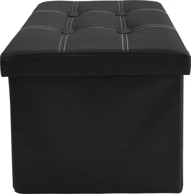 Image de Rebecca Mobili Tabouret rembourré en fibre de bois et similicuir noir