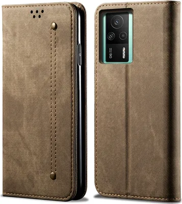 Produktbild von Redmi K60E Hülle, Leder Brieftasche Flip Bookstyle Schutzhülle mit Standfunktion für Xiaomi Redmi K60E Khaki