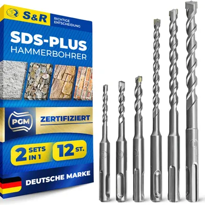 Produktbild von S&R Steinbohrer, Betonbohrer SDS-Plus Bohrer-Set 12-tlg (5-10mm) Bohrhammer