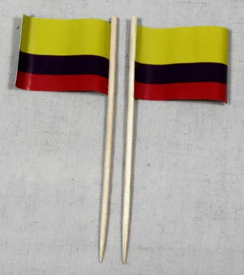Produktbild von Party-Picker Flagge Kolumbien Papierfähnchen in Spitzenqualität 25 Stück Beutel